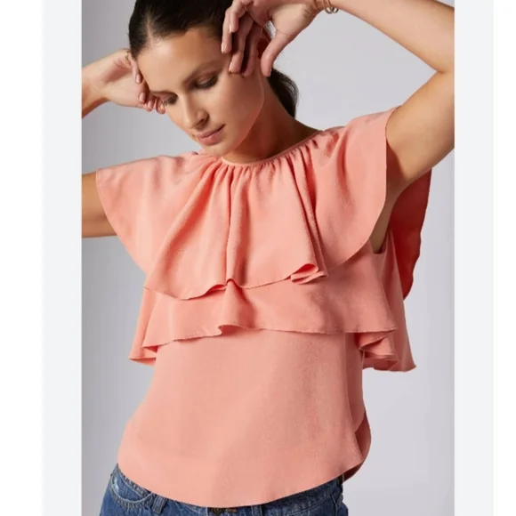 JOIE Lennon Tiered Flutter Silk‎ Top - Picture 6 of 9